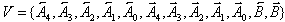 V = {A0', A1', A2', A3', A4', A0, A1, A2, A3, A4, B', B}